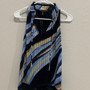 White House Black Market Navy Multi Striped Halter blouse